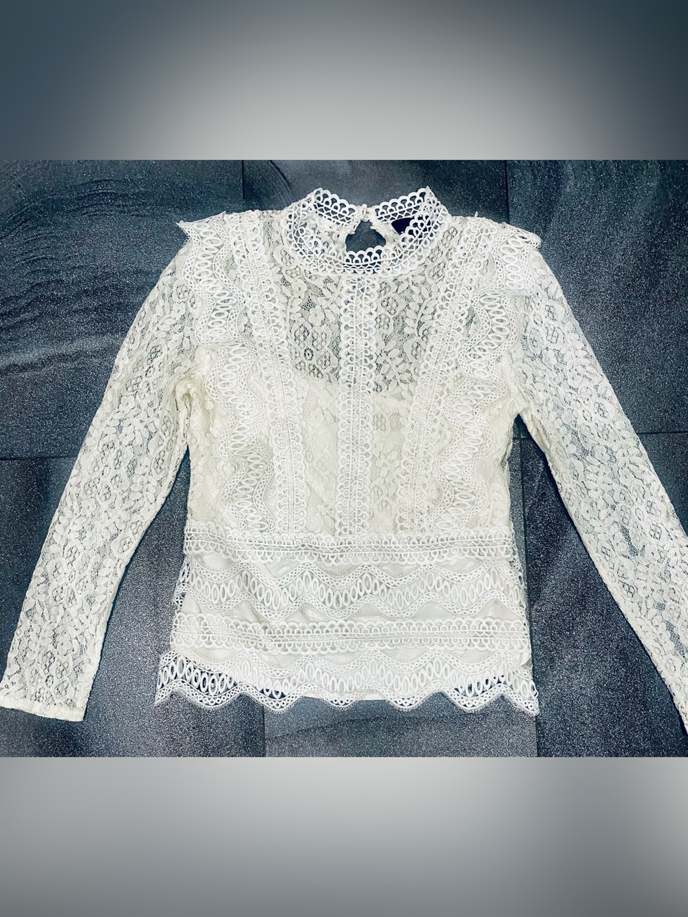 Lucy Paris Ivory Lace Crochet Blouse Size M Feminine Romantic